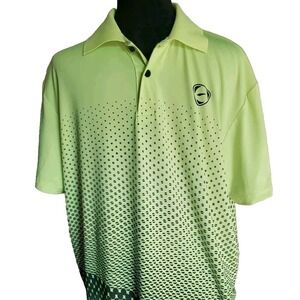 Men's Jeansian Sz L GOLF Polo Phirt Lime Green Black Short Sleeve Collar Stretch